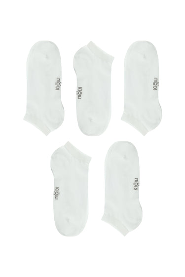 Beyaz 5'li Pamuklu Dikişsiz Spor Çorap Seti