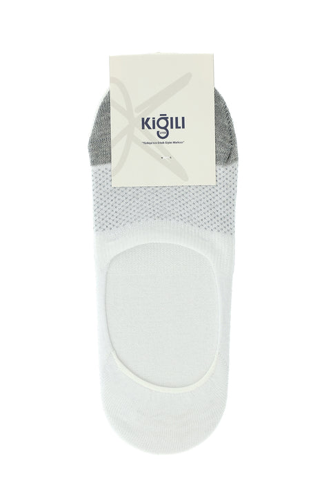 Beyaz 2'li Pamuklu Desenli Loafer Çorap Seti