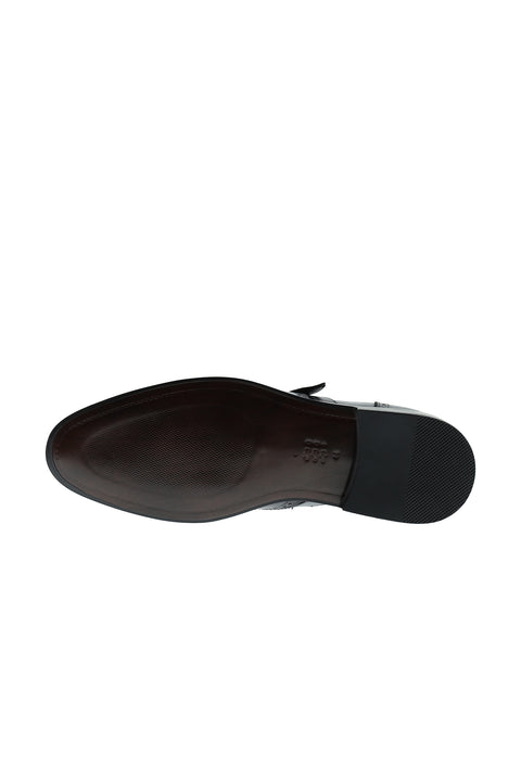 Dark Navy Classic Buckle Leather Shoes