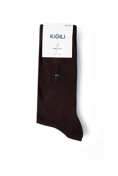 Koyu Kahve Likralı Esnek Spor Örgü Kemer & 2 'li Bambu Çorap Hediye Kutulu Set