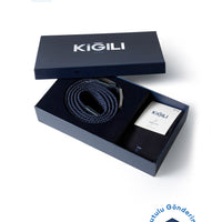 Dark Navy Lycra Stretch Sports Knit Belt & 2-Pack Bamboo Socks Gift Box Set