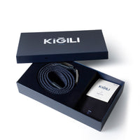 Koyu Lacivert Likralı Esnek Spor Örgü Kemer & 2'li Bambu Çorap Hediye Kutulu Set