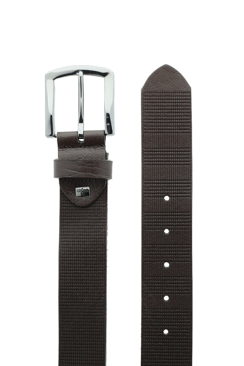 Koyu Kahve Spor Desenli Kemer