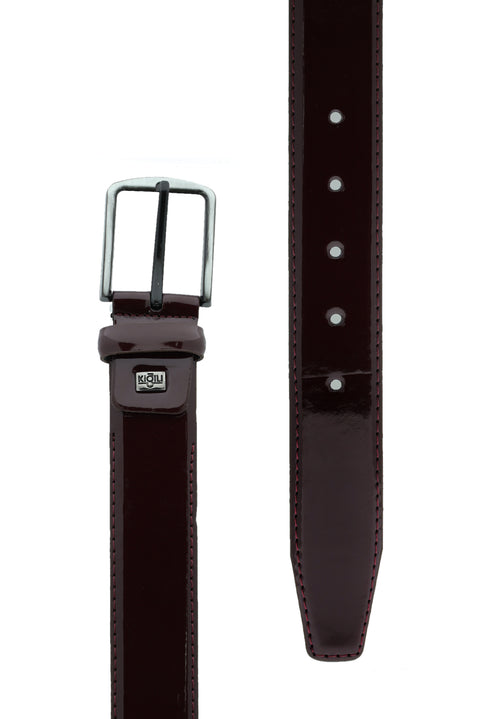 Koyu Bordo Klasik Rugan Kemer