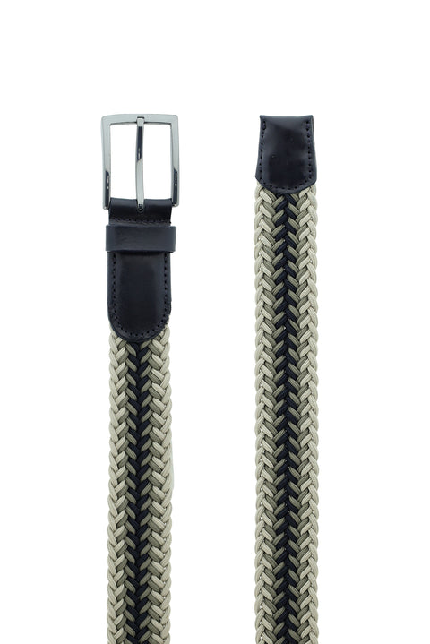 Orta Bej Örgü Desenli Spor Kemer