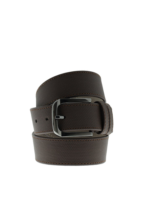 Koyu Kahve Spor Desenli Kemer