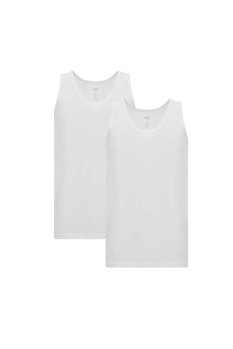 White 2-Piece Regular Fit Cotton Tank Top Set