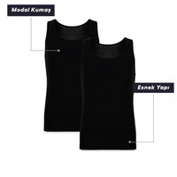Black 2-Pack Modal Blend Vest Set