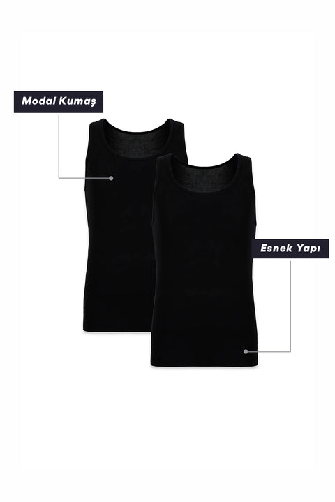 Black 2-Pack Modal Blend Vest Set