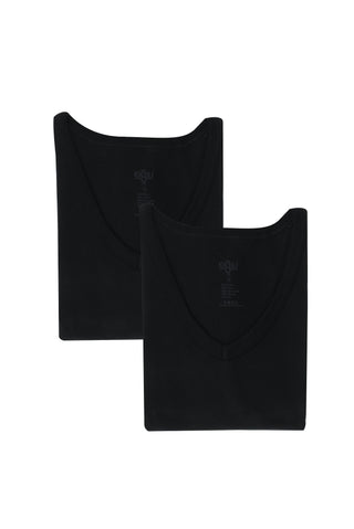  Siyah 2'li V Yaka Pamuk Atlet Seti