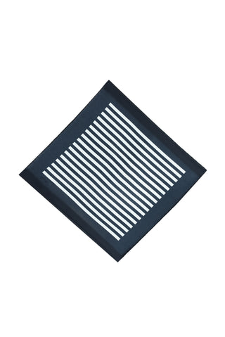  Koyu Lacivert 2'li Çizgili Kravat & Mendil Seti