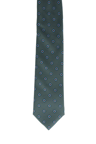  Orta Füme 2'li Desenli Kravat & Mendil Seti