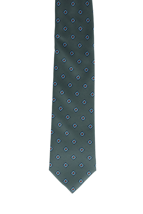 Orta Füme 2'li Desenli Kravat & Mendil Seti