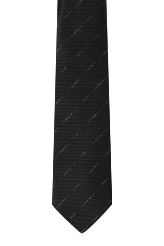  Siyah 2'li Desenli Kravat & Mendil Seti