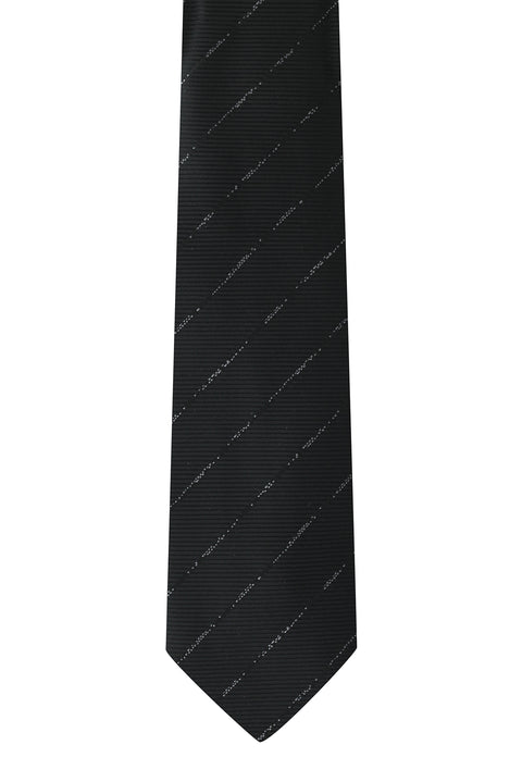 Siyah 2'li Desenli Kravat & Mendil Seti