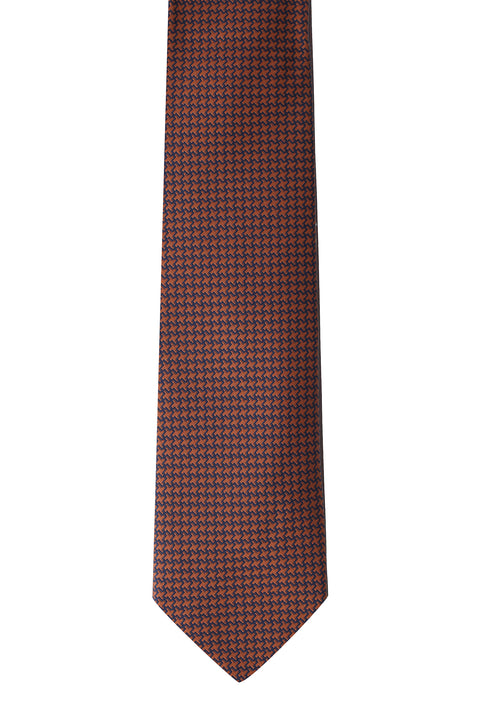 Kiremit 2'li Desenli Kravat & Mendil Seti