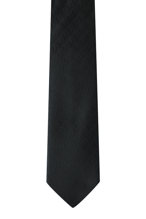 Siyah 2'li Desenli Kravat & Mendil Seti