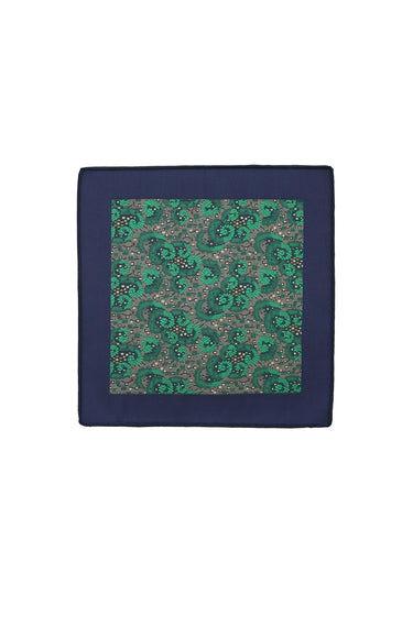  Koyu Yeşil 2'li Desenli Kravat & Mendil Seti