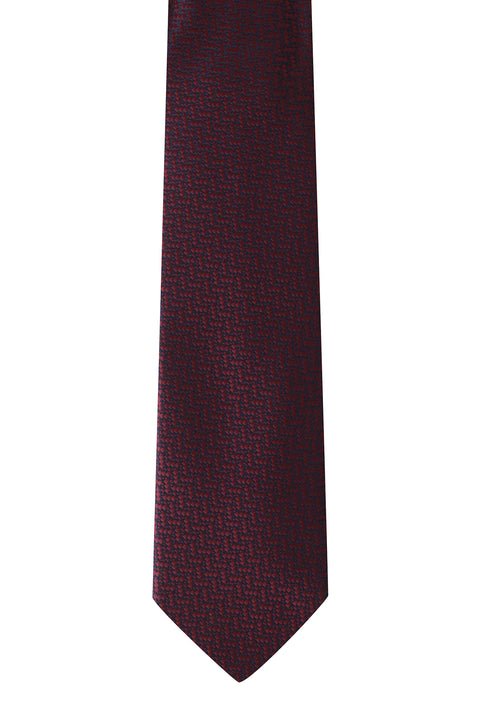 Koyu Bordo 2'li Desenli Kravat & Mendil Seti