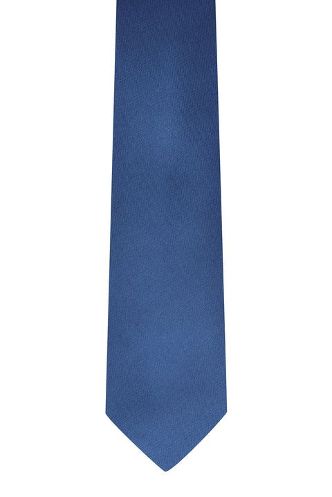 Koyu Mavi  2'li Düz Kravat & Mendil Seti