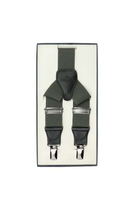 Dark Green Lycra Plain Pants Suspenders