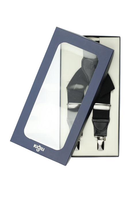 Siyah Likralı Düz Pantolon Askısı