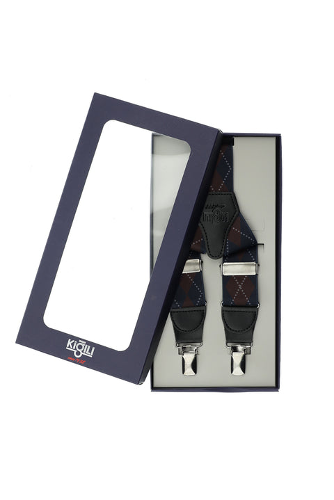 Orta Lacivert Likralı Desenli Pantolon Askısı