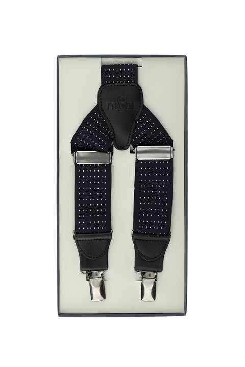 Navy Blue Patterned Trouser Suspenders
