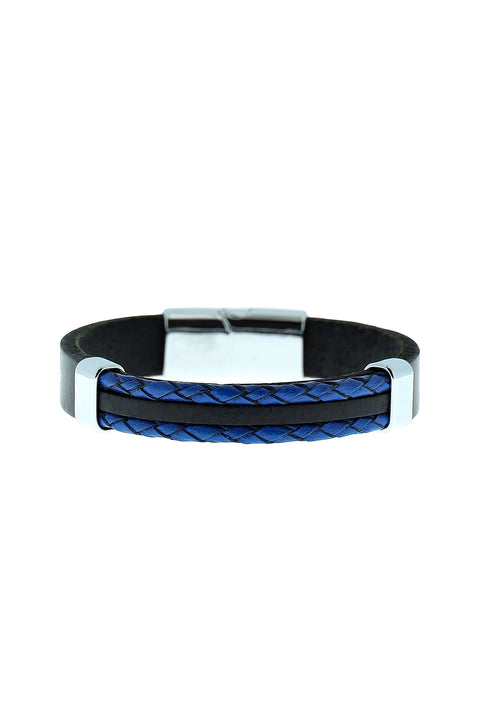 Blue Leather Bracelet