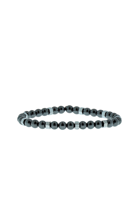 Metallic Gray Bracelet with Natural Stones