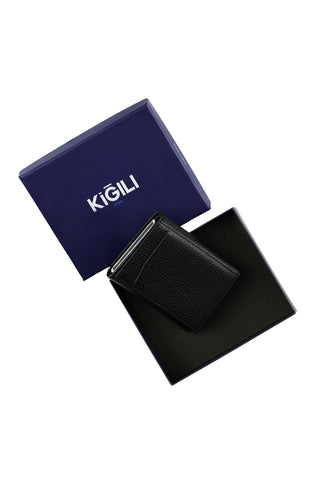  Siyah Mekanizmalı Deri Cüzdan ( En Açık 22 cm/ Boy 10 cm)