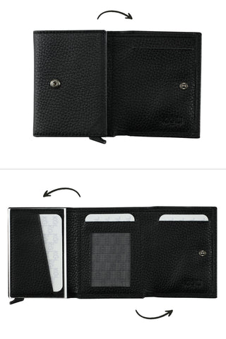  Siyah Mekanizmalı Deri Cüzdan ( En Açık 22 cm/ Boy 10 cm)
