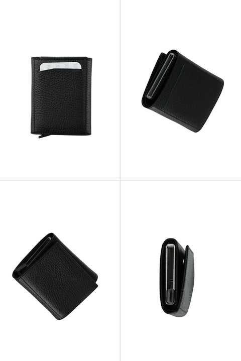 Leather Wallet with Mechanism in Black Gift Box