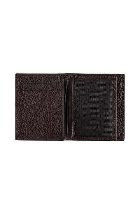 Koyu Kahve Desenli Para Bölmeli Yatay Kartlık Cüzdan