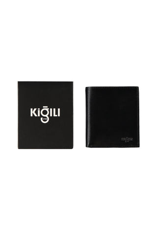  Siyah Hediye Kutulu Düz Kartlık Para Bölmeli Deri Cüzdan