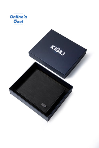  Siyah Desenli Para Bölmeli Hediye Kutulu Kartlık Cüzdan