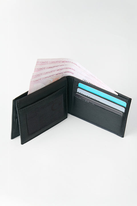 Siyah Desenli Para Bölmeli Kartlık Cüzdan