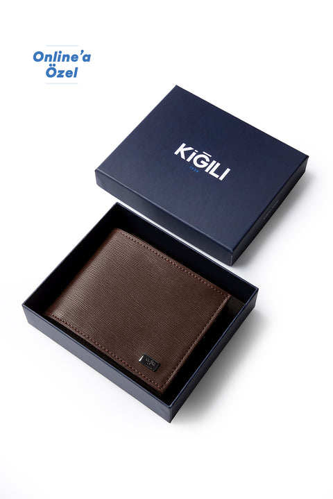 Açık Kahve  Desenli Kartlık Para Bölmeli Hediye Kutulu Cüzdan