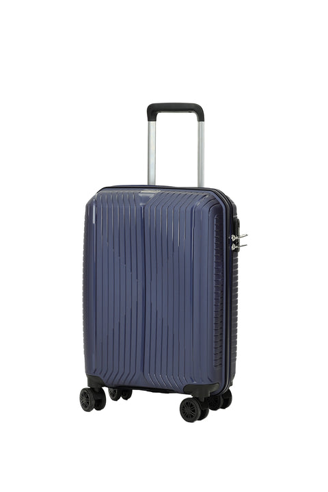 Koyu Lacivert PP Çizgili Küçük-Kabin Boy Valiz