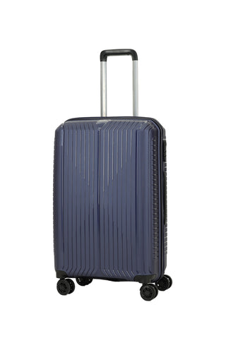  Koyu Lacivert PP Orta Boy Çizgili Valiz