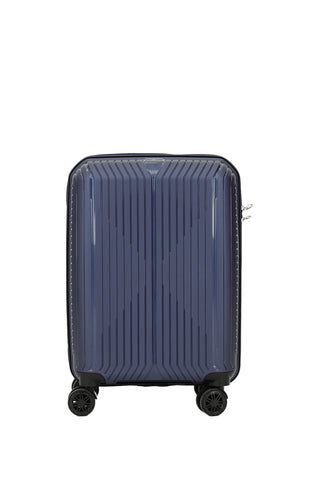 Koyu Lacivert PP Orta Boy Çizgili Valiz