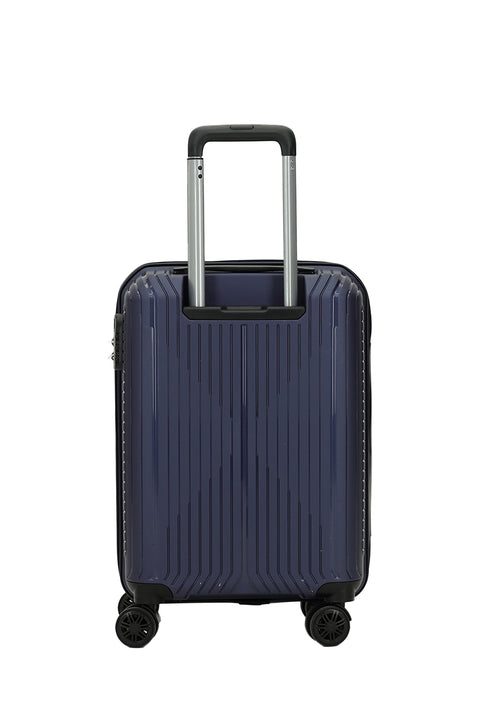 Koyu Lacivert PP Orta Boy Çizgili Valiz