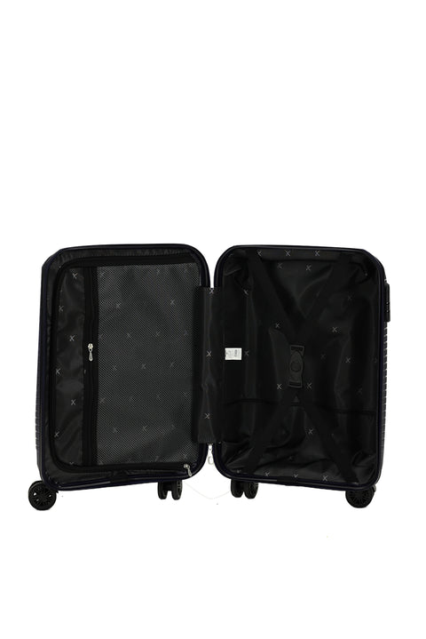 Koyu Lacivert PP Orta Boy Çizgili Valiz