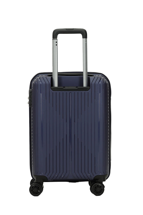 Koyu Lacivert PP Büyük Boy Çizgili Valiz