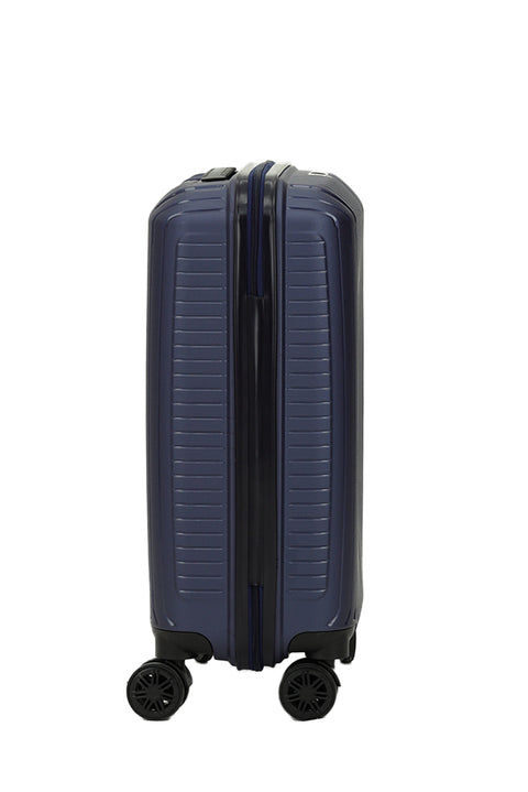 Koyu Lacivert PP Büyük Boy Çizgili Valiz