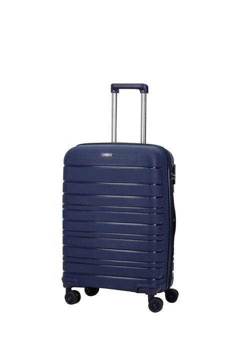 Koyu Lacivert PP Orta Boy Çizgili Valiz