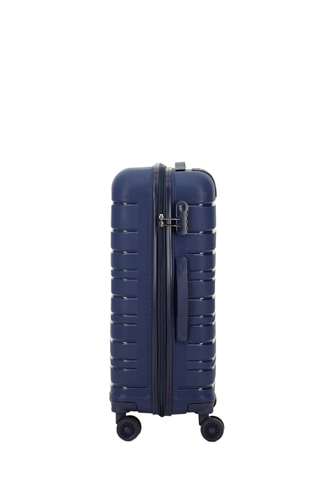 Koyu Lacivert PP Orta Boy Çizgili Valiz