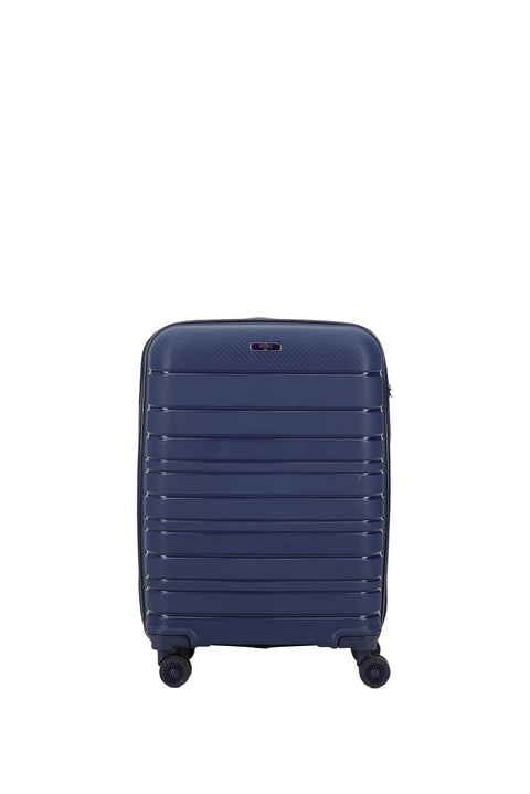 Koyu Lacivert PP Orta Boy Çizgili Valiz