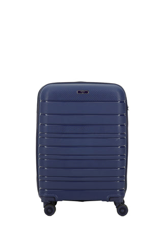  Koyu Lacivert PP Büyük Boy Çizgili Valiz