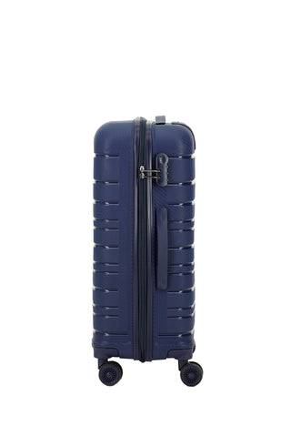 Koyu Lacivert PP Büyük Boy Çizgili Valiz